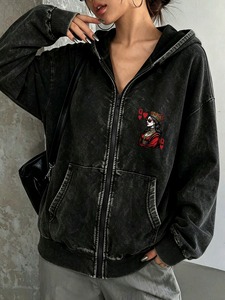 Custom Acid Wash <b>Hoodie</b> Heavyweight <b>Gothic</b> Vintage Washed Pullover Sweatshirt - Product Image 2