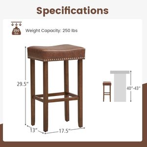 Juego de 2 Taburetes de Bar Tapizados de Estilo Rústico Moderno con Reposapiés para Barra de Cocina, Estilo Rústico, Estructura de Metal y Madera - Product Image 5