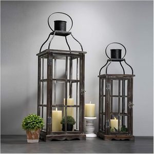 Best Selling Unique Wooden Lantern With <b>Rope</b> Handle Decorative Piece For Outdoor Camping And Garden <b>Lighting</b> - Product Image 5