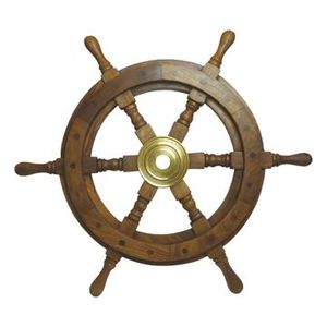 Wooden <b>Ship</b> <b>Wheel</b> Marine Compass Legacy Companion Developed to Celebrate Ocean Heritage through Decorative Wall Styling - Product Image 2