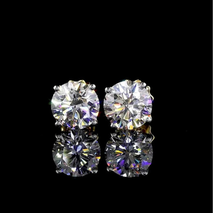 Boucles d'oreilles clous en diamant de laboratoire à quatre griffes, taille ronde, certifiées IGI, clarté VVS-VS, or 10/14/18 carats, bijoux tendance pour femme, mariage et soirée - Product Image 1