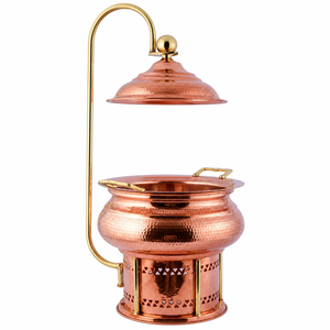 Hammered Copper Soup Chafer Chafing Dish Food Warmer with Hanging Lid <b>Buffet</b> <b>Server</b> Hotel Catering OEM ODM Manufacturer - Product Image 1