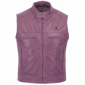 <b>Women</b> Genuine Leather Motorcycle Vest Vintage Slim Fit Biker <b>Waistcoat</b> Sleeveless Fashion Outerwear Pockets Zipper Casual Wear - Product Image 3