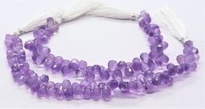 Perles d'améthyste violette naturelle facettées en forme de goutte d'eau 5x7-6x8 MM, perles de pierres précieuses d'améthyste, 8 pouces, améthyste violette facettée - Product Image 3