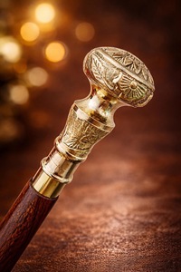 Bâtons de marche rustiques modernes en bois naturel écologique avec poignée en laiton poli, idéaux pour les cadeaux - Product Image 2