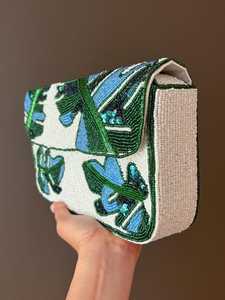 SOL MER Handmade Rectangular Embroidered Polyester Glass Beads Washable Handbag Swimming Pattern Textile Model - Product Image 5