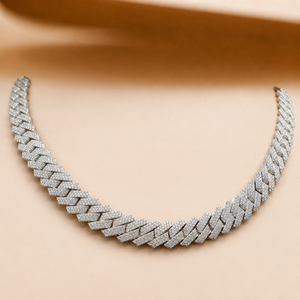Moissanite Link <b>Necklace</b> Plated White Gold Statement Luxury <b>Necklace</b> Brilliant Round Diamond Fashion Jewelry for Men's - Product Image 4