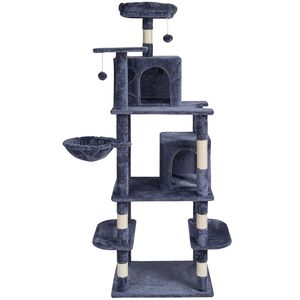 Albero per Gatti da Interno da 174 cm con 2 Cuccette, Tiragraffi in Sisal, Amaca e Piattaforme Salto per Gatti - Giocattolo Perfetto per la Primavera - Product Image 1