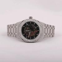 Jam Tangan Pria Mewah dengan Casing Persegi dari Paduan Logam, Tali Moissanite & Baja Tahan Karat, Gerakan Kuarsa Analog-Digital ETA, Gesper Pengunci, Dial 41mm.