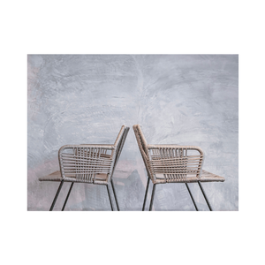 New Arrival Netto Rope Woven Grey Armchair Metal Legs for Outdoor Patio <b>Dining</b> Cafe Garden Balcony - Product Image 3