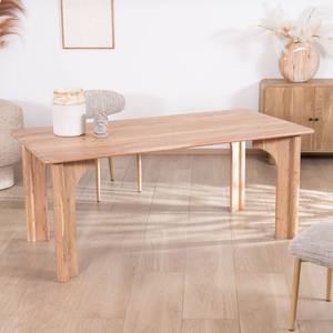 Mesa de comedor Vandana Ivory Edge de 180 cm, diseño escandinavo Alba en acacia maciza blanqueada - Product Image 2