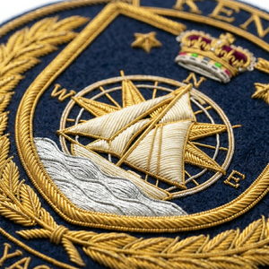 Private Label Hand Embroidered Bullion Badge Custom Yacht Club Crest Gold Wire Nautical Blazer Patch Sailing Emblem Bulk - Product Image 3