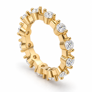 Bague d'éternité flottante en diamant, tendance, en or jaune 14 carats, certifiée IGI, cultivée en laboratoire, empilable, pour mariage, bijoux personnalisés OEM - Product Image 1