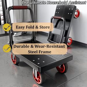 Carrello Pieghevole Portatile in Acciaio per Carichi Pesanti, Capacità 450 Libbre, Carrello Utilitario con Ruote - Product Image 2