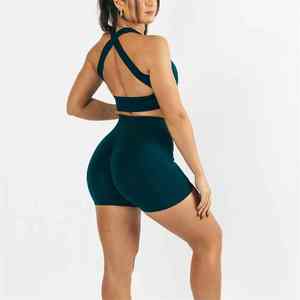 Shorts de sport taille haute pour femmes avec logo personnalisé, shorts d'entraînement anti-transpiration pour le fitness, le yoga et l'entraînement - Product Image 4