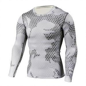 Breathable Factory Supply High Collar Quick Dry Spandex/Polyester Anti-Bacterial Mens <b>Compression</b> <b>Shirt</b> Long Sleeve Rashguar - Product Image 3