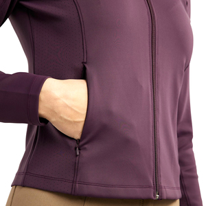 Veste d'équitation pour femme, coupe ajustée, fermeture éclair, veste d'équitation extensible et respirante, vêtements de sport d'extérieur, violet - Product Image 3