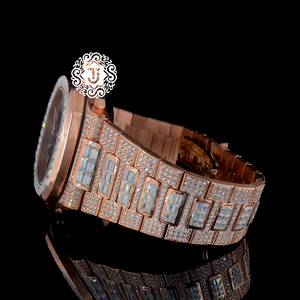 Montre mécanique ETA de qualité supérieure en acier inoxydable entièrement sertie de moissanite, pour hommes, disponible en version unisexe, prix d'exportation - Product Image 4
