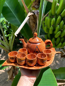 Tasses à thé en bois de coco naturel faites à la main, design vintage, compatibles lave-vaisselle, pour la maison, la cuisine, les restaurants et les cadeaux d'affaires - Product Image 5