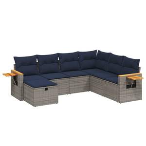 Juego de sofás de patio de ratán sintético gris de 7 piezas con cojines, muebles duraderos para exteriores - Product Image 2