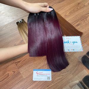 Extensiones de Cabello Vietnamitas Doblemente Cosidas, Color Rojo Borgoña, Trama de Alta Calidad, Listas para Enviar - Product Image 3