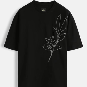 Camiseta de Hombre de Algodón Tejido Transpirable de Alta Calidad, Bordada, Talla Grande, Manga Corta, Logotipo Frontal, Estilo Hip Hop - Product Image 1