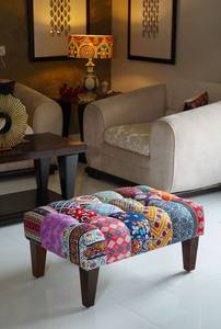Modern Solid Wood Round Ottoman Stool with Self-adhesive Upholstery for Living Room Nordic Style Multifunctional <b>Footrest</b> Bench - Product Image 5
