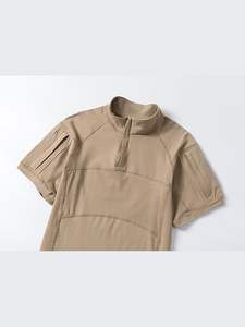 เสื้อยืดแขนสั้นผู้ชาย, เสื้อโปโลแบบสวม Tactical Cargo, เสื้อลายพรางสำหรับกิจกรรมกลางแจ้งพร้อมซิป 1/4 - Product Image 3