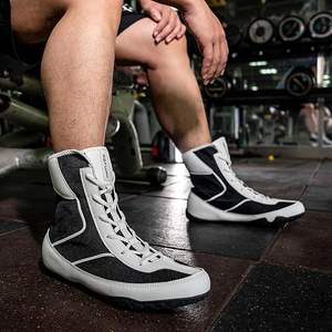 Bottes de lutte et de boxe ROMEO INDUSTRY pour hommes, largeur large, montantes, respirantes, légères, antidérapantes, en PU, pour la compétition et l'entraînement - Product Image 2