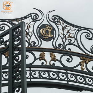 Portails en fer forgé KHP finition or antique, style victorien, grande porte d'entrée de palais, double porte, robuste, pour allée de sécurité. - Product Image 3