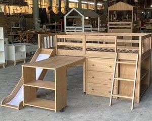 Cama de loft natural de tamaño doble de fabricante de Vietnam, acabado de Base de agua no tóxica, muebles de madera, paquete plano de desmontaje para - Product Image 3
