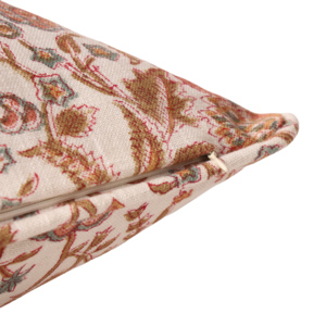 PAISLY EXPORTS Hand Block Print 100% Cotton Square Vintage Ivory Coral Floral <b>Indian</b> Washable Zipper Closure Decorative <b>Cushion</b> - Product Image 2