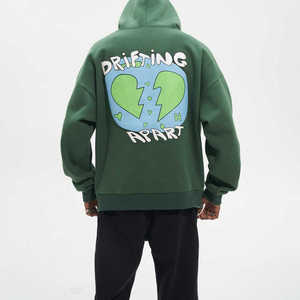 Prix de gros Nouveau design Sweat à capuche streetwear pour homme avec impression en relief, logo personnalisé, en coton épais, à épaules tombantes, sweats à capuche et sweat-shirts - Product Image 2