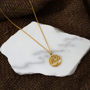 Collier Arbre de Vie en Argent Sterling 925 Plaqué Or 18K, Pendentif Arbre Généalogique Ajoure, Style Bohème, pour Mariage et Fiançailles - Product Image 4