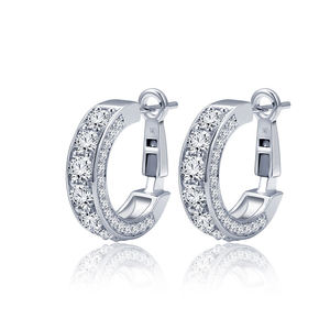 Classic 925 Silver Stud <b>Earrings</b> Brilliant Cut <b>Moissanite</b> Channel Setting Minimalist GRA Certified Women's Everyday Wear Jewelry - Product Image 1