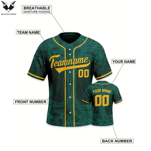 Camiseta de Béisbol de Tela Suave con Estampado Gráfico Verde Oscuro, Nueva Llegada, Personalizada, de Alta Calidad, Transpirable, 100% Poliéster, Impresión Digital - Product Image 4