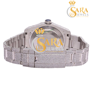 นาฬิกาเพชรสีขาวสุดหรูสำหรับผู้ชายสายสแตนเลสและกลไกควอทซ์ - Product Image 6