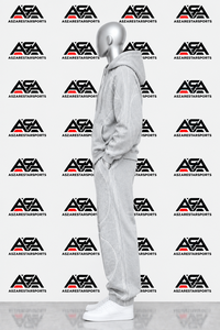 Men's Winter Solid Light Gray Hoodie Tracksuit Set Full Zip Hooded <b>Sweatshirt</b> Jogger Pants <b>White</b> Piping Casual Sportswear 100% - Product Image 5