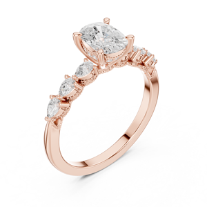 Rose Gold <b>Cushion</b> Cut Lab Grown Diamond Engagement <b>Ring</b> Side Stone <b>Wedding</b> <b>Ring</b> for Women Fine Jewelry - Product Image 3