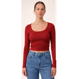 Women's Modern Fit <b>Crop</b> Length <b>Top</b> Neck Ribbed Full Sleeve Tank <b>Top</b> Soft Stretch Fabric Casual Wear Comfortable Fit Made India - Product Image 2