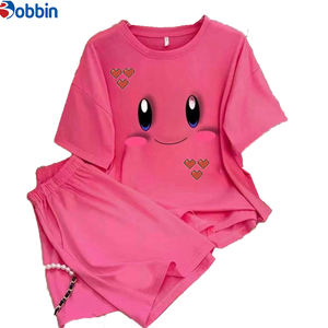 Ensemble 2 pièces personnalisé pour femme, nouvelle mode estivale, t-shirt et short de survêtement imprimés à motif dessin animé mignon, tenue décontractée ample - Product Image 2