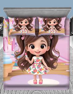 Juego de Ropa de Cama Infantil de 3 Piezas con Diseño de Princesa de Dibujos Animados Impreso en 3D, 100% Poliéster, Ecológico, Resistente a la Decoloración y a las Arrugas, Sábanas para el Hogar - Product Image 4