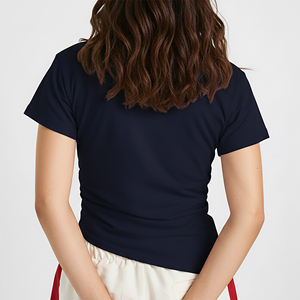 เสื้อยืดผู้หญิงสไตล์สตรีทแขนสั้นลายปักแบบรักษ์โลก คอลเลคชั่นใหม่ปี 2025 ใส่สบาย ระบายอากาศได้ดี ผ้าฝ้ายแท้ 100% แบบเรียบ - Product Image 3