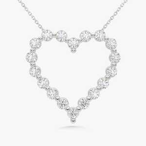 Heart Shape Pendants 14K 18K Solid Gold Round Cut Lab Diamond Lobster Clasp Modern Luxury Prong Set <b>Statement</b> Layering <b>Necklaces</b> - Product Image 4
