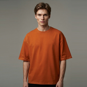 T-shirt surdimensionné personnalisé pour homme, col rond, tricoté, style décontracté, coupe épaules tombantes, grande taille, idéal pour l'été - Product Image 1