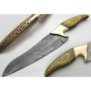 Couteau de chef personnalisé fait main Jexmoo, lame en acier Damas, 7 pouces, épaisseur 3,0 mm, manche en bois, étui en cuir - Cadeau - Product Image 4