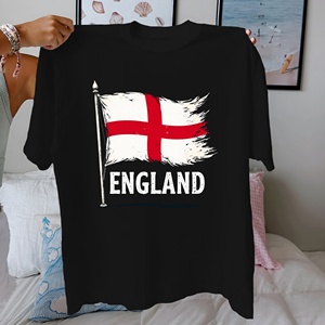 <b>England</b> Women's <b>Tshirt</b> with St George's Cross Print Comfort Fit Casual Style 100% Pure Cotton Knitted Fabric - Product Image 2