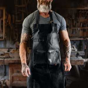 Delantal de soldadura de cuero resistente para trabajo manual, diseño de alta resistencia para uso en taller. - Product Image 5