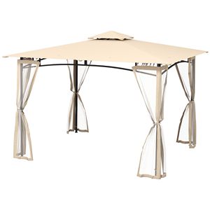 Gazebo a 2 livelli beige per patio, 3x3,6 m, per giardino, cortile, terrazza, esterno - Product Image 1