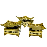Plateau de service carré en métal doré de luxe, support décoratif pour buffet, centre de table de mariage, présentoir pour hôtels, traiteurs, aliments, Ramadan